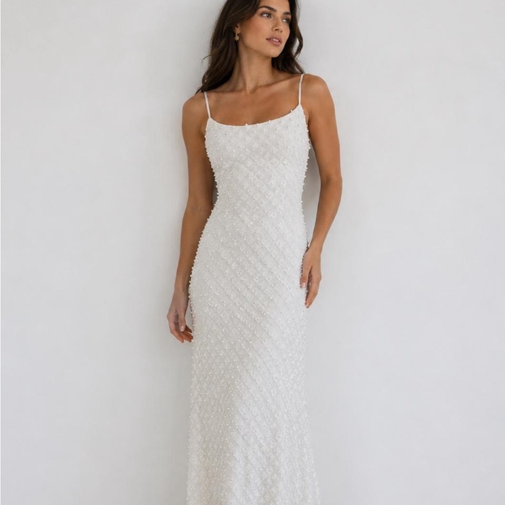 Elegant White Beaded Slip Dress